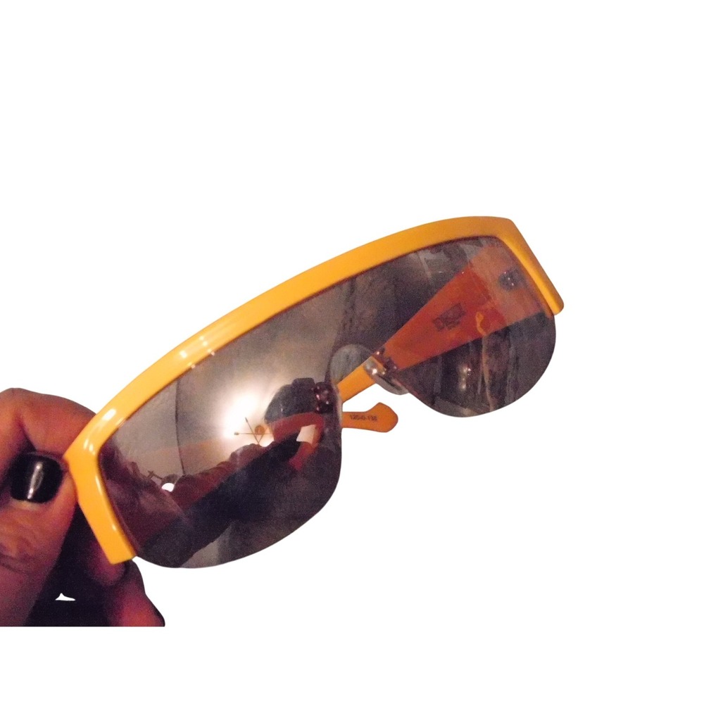 DEZI Yellow Rimless Shield Sunglasses Orange Mirror Lens UV Protection